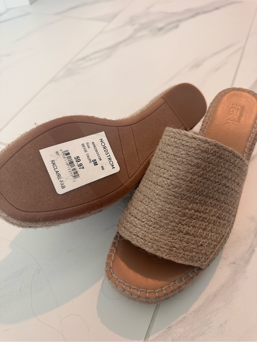 Woven Espadrille Wedge Slide - Taupe - Picture 2 of 3